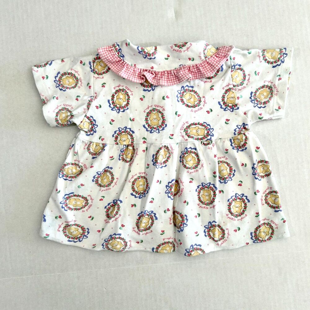 VVTG 90s Okie Dokie, Girls 'Le Petite Infant' Bear Ruffle Collar Dress Top, 24m - Picture 4 of 5